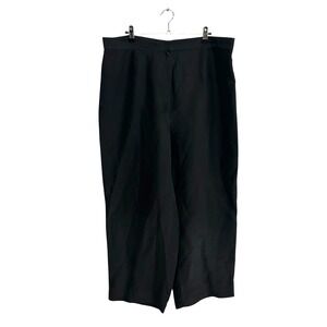 Eileen Fisher Linen Blend Wide Leg Pants 1X Black Elastic Waist Quiet Luxury